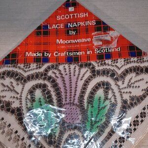 Scottish Floral Thistle Flower Pattern Lace Napkins by Moonweave of Scotland